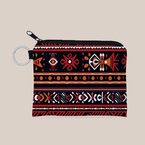 Azteken Tribal Druck Münzbeutel Tragbare Schlüsselanhänger Tasche Für Damen Mädchen Polyester Geometrische Muster Mini Reißverschluss Wallet Geschenk