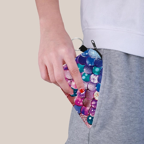 Monedero con Patrón de Escamas de Sirena para Mujer Mini Billetera de Poliéster Con Anillo de Llavero Cremallera Bolsa de Dinero Portátil