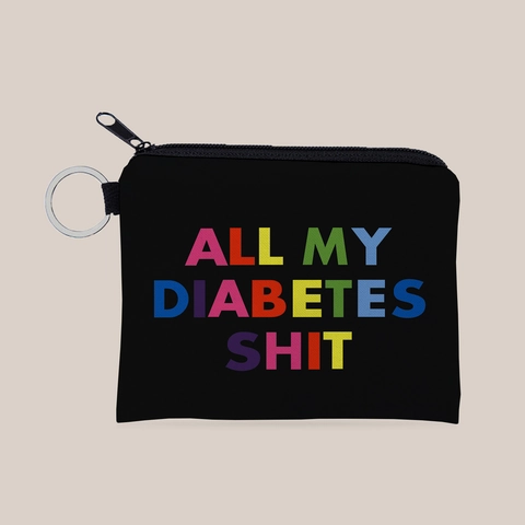 Funny All My Diabetes Shit Letter Print Mini Coin Purse For Women Polyester Small Zipper Wallet With Keychain Portable Bag