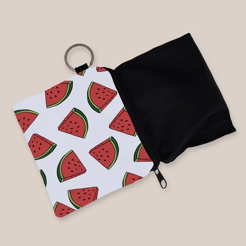 Wassermelone Druck Münzbörse Damen Polyester Tragbare Mini Portemonnee Mit Schlüsselanhänger Reißverschluss Kleine Tasche Fruchtmuster