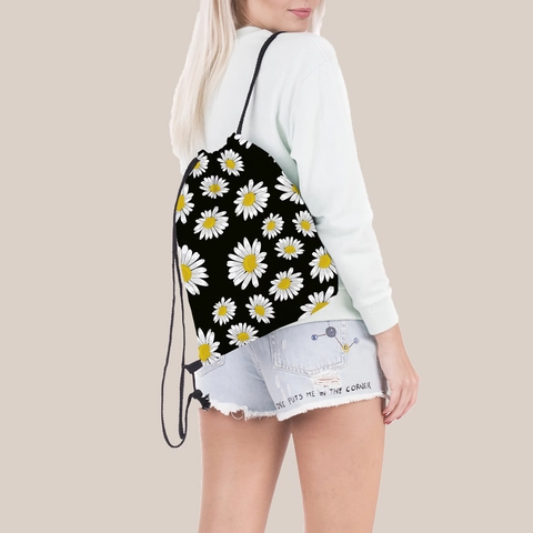 Sac à Cordon Imprimé Tournesol pour Femmes Sac de Voyage Portable Léger en Polyester Sac de Sport Gym École Sac de Rangement