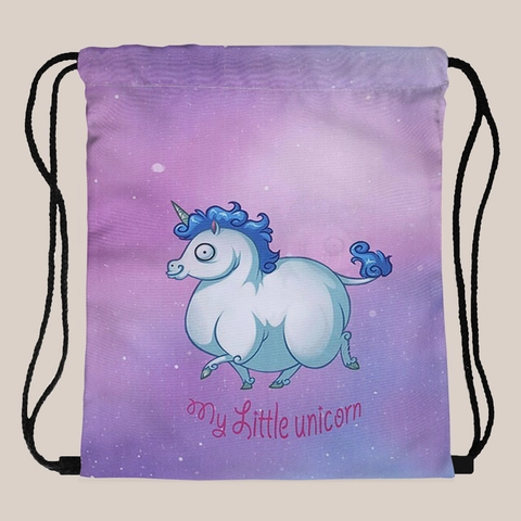 Women Unicorn Print Drawstring Backpack Purple Galaxy Gradient Portable Travel Cinch Bag Polyester Casual Gym Sackpack