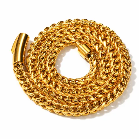 Hip Hop Stainless Steel Franco Chain Bracelet Necklace For Men Women Gold Silver Plated Punk Franco Link Chain Jewelry