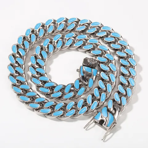 Herren Edelstahl Panzerkette Halskette Farbige Emaille Drip Oil Miami Hip Hop Fashion Kette Schmuck Geschenk Für Männer