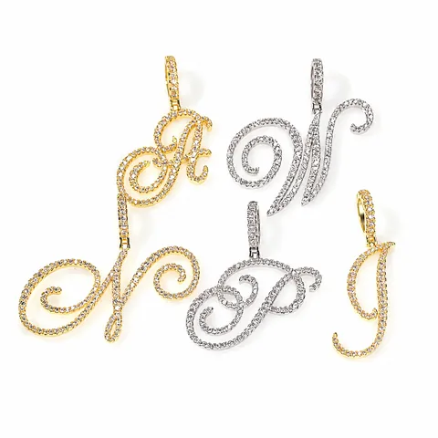 Hip Hop Iced Out Buchstabe Anhänger Halskette Kupfer Zirkonia Eingelegt Edelstahl Kordelkette Herren Schmuck