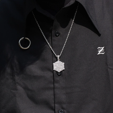 Hip Hop Iced Out Schneeflocke Anhänger Halskette Für Herren Damen Kupfer Zirkonia Schneeflocke Anhänger Street Fashion Schmuck Geschenk