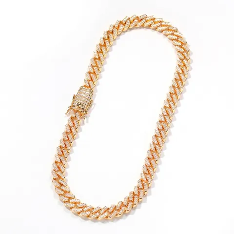Lussuosa Catena a Maglia Cubana in Rame per Uomo Donna Hip Hop Iced Out Zirconia Streetwear Collana di Moda Gioielli Regalo