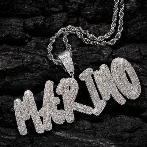 Hip Hop Custom DIY Alphabet Name Pendant Necklace Copper With Zirconia Inlaid Rope Chain Personalized Iced Out Jewelry For Party Unisex