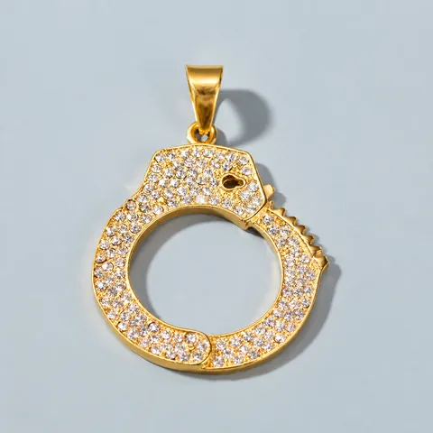 Hip Hop Stainless Steel Pendant Necklace Rhinestone Handcuffs Money Bag Dollar Bill Portrait Gold Plated Jewelry For Men