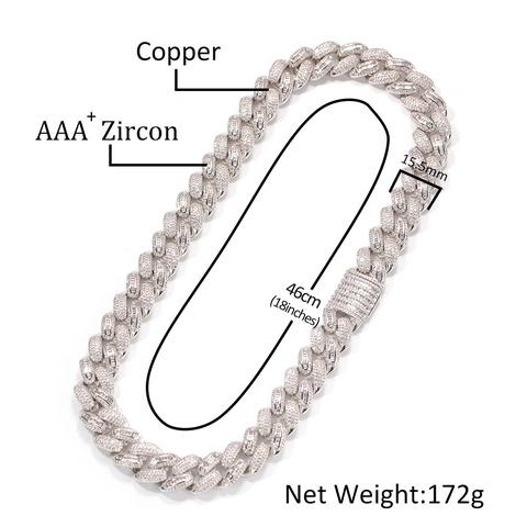 Hip Hop Herren Halskette Kupfer Zirkonia Iced Out Panzerkette Baguetteschliff Rundschliff Geometrisch Street Party Schmuck Geschenk