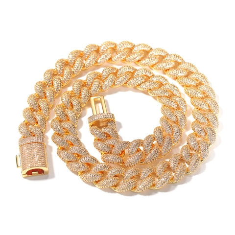 Hip Hop Pave Zirkonia Panzerkette Halskette Für Herren Damen Kupfer Iced Out Kette Mode Persönlichkeit Schmuck Gold Silber