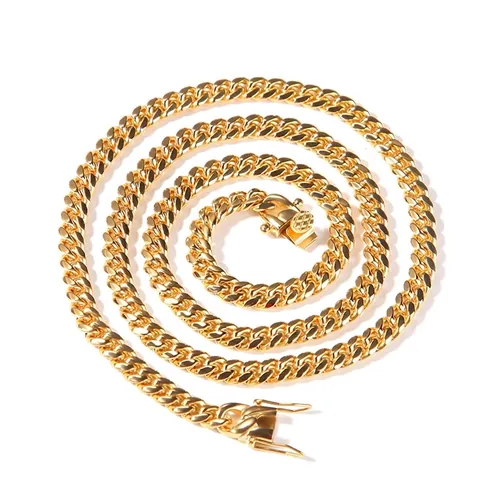 Hiphop Cuban Link Chain Necklace Stainless Steel Jewelry For Men Women Polished Streetwear Fashion Necklace Gold Silver Color