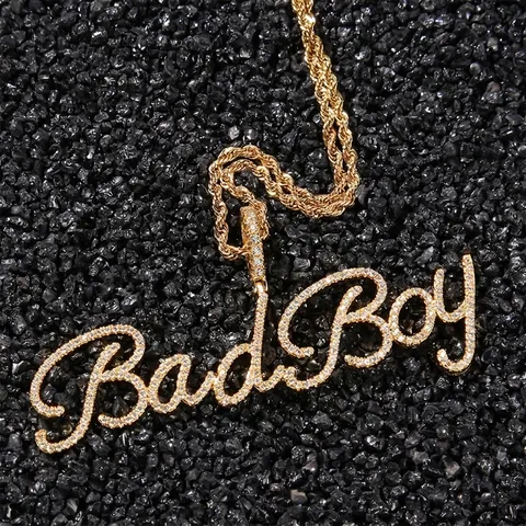 Hip Hop Edelstahl Kupfer Benutzerdefinierte Buchstaben Anhänger Halskette Iced Out Zirkonia Alphabet Seilkette Für Unisex Schmuck