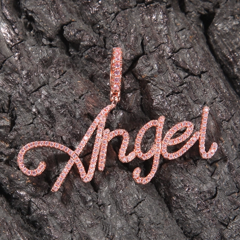 Hip Hop Edelstahl Kupfer Benutzerdefinierte Buchstaben Anhänger Halskette Iced Out Zirkonia Alphabet Seilkette Für Unisex Schmuck