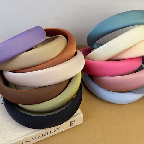 Cerchietto in Spugna di Raso Imbottito Tinta Unita Largo Retro Elegante Fatto a Mano Copricapo per Donna Ragazze Gioielli per Capelli