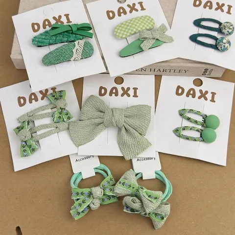 Fresh Green Floral Fabric Bow Hair Clips For Girls Handmade Embroidery Bowknot Hair Ties Sweet Korean Style Children Hair Accessories