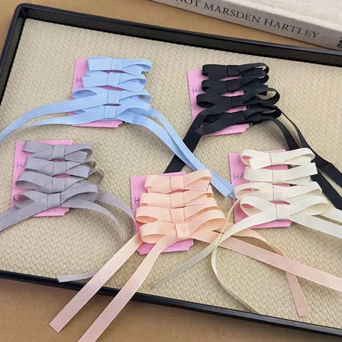 Koreanischer Stil Band Schleife Haarspange Set Für Damen Mädchen Süß Balletcore Ripsband Pony Clip Pferdeschwanz Zubehör