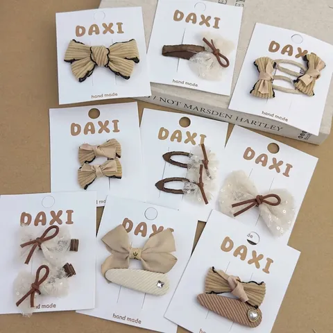 Set di Fermagli per Capelli e Elastici con Fiocco in Tessuto Stile Coreano per Bambine Donna Accessori per Capelli Fatti a Mano