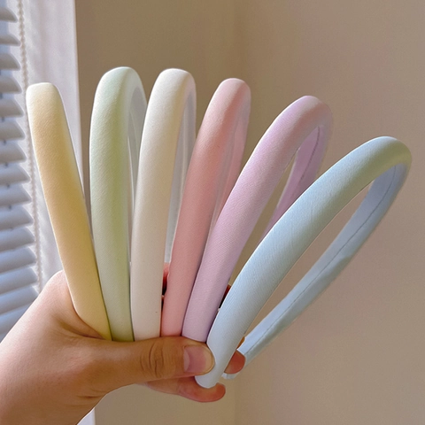Serre-tête en Éponge Épaissie Couleurs Macaron pour Femmes Fait à la Main Rembourré Large Bandeau Minimaliste Douce Accessoires Cheveux