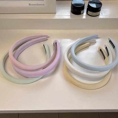 Serre-tête en Éponge Épaissie Couleurs Macaron pour Femmes Fait à la Main Rembourré Large Bandeau Minimaliste Douce Accessoires Cheveux