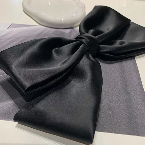 Große Satin Schleife Haarspange Französisch Retro Elegant Handgemacht Schwarz Band Haarschmuck Für Damen Mädchen Haar Styling
