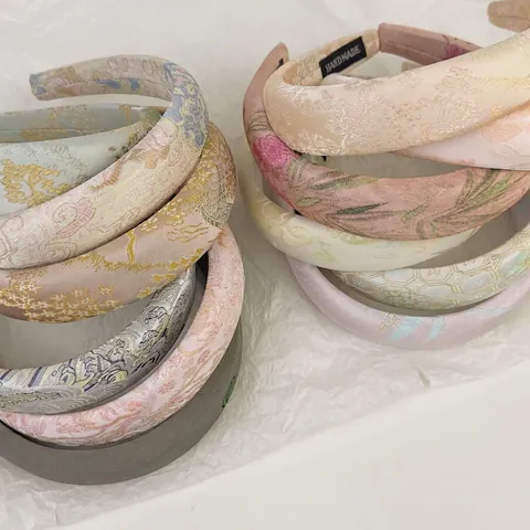 Chinese Style Jacquard Floral Sponge Headband Vintage Embroidery Wide Thickened Fabric Hair Band Handmade Hair Accessories