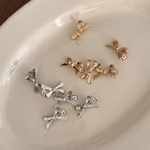 Pinza de Pelo de Lazo de Metal para Mujer Dorado Plateado Mini Lazo para Flequillo Clip Lateral Accesorios de Moda Tocado