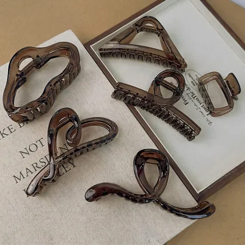 Koreaanse Stijl Amber Bruin Haarklem Vintage Geometrisch Hars Haarklemmen Grote Haaraccessoires Voor Dames Dagelijkse Styling