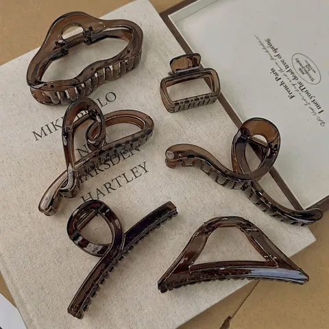 Koreaanse Stijl Amber Bruin Haarklem Vintage Geometrisch Hars Haarklemmen Grote Haaraccessoires Voor Dames Dagelijkse Styling