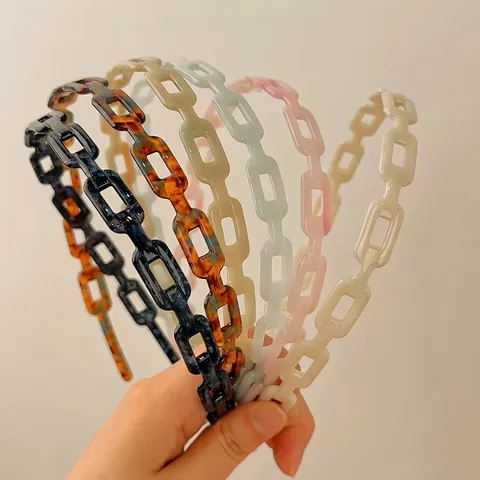 Koreanischer Stil Azetat Hohlkette Haarreif Für Damen Vintage Marmormuster Geometrischer Stirnband Minimalistischer Haarschmuck