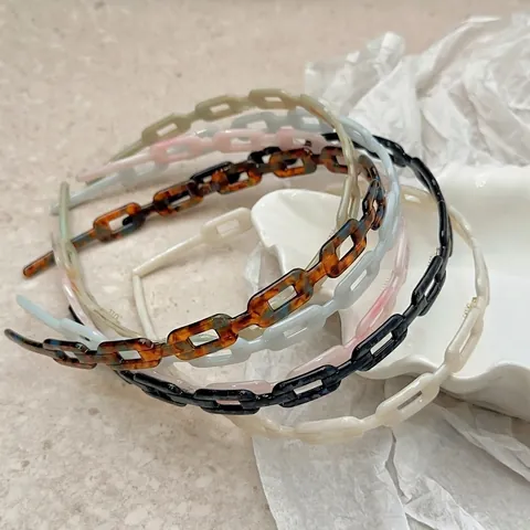 Koreanischer Stil Azetat Hohlkette Haarreif Für Damen Vintage Marmormuster Geometrischer Stirnband Minimalistischer Haarschmuck