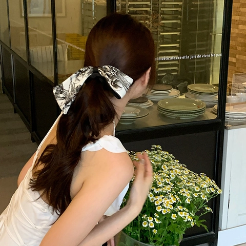 Fermaglio per Capelli a Fiocco Floreale in Stile Cinese con Perla Artificiale Copricapo Elegante Vintage Francese da Donna