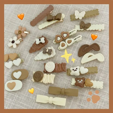 Maillard Stil Matte Harz Haarklammern Für Damen Mädchen Süßes Herz Schmetterling Bär Musiknote Smiley Blume Haarschmuck