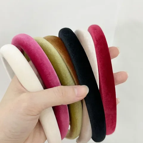 Vintage Gepolstertes Samt Stirnband Für Damen High Top Dicker Schwamm Haarband Einfarbig Elegant Handgefertigter Haarschmuck