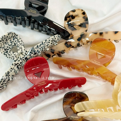 Französisches Vintage Acetat Große Haarklammer Haarkrebs Für Dickes Haar Damen Elegante Schildpatt Schachbrett Muster Haarschmuck