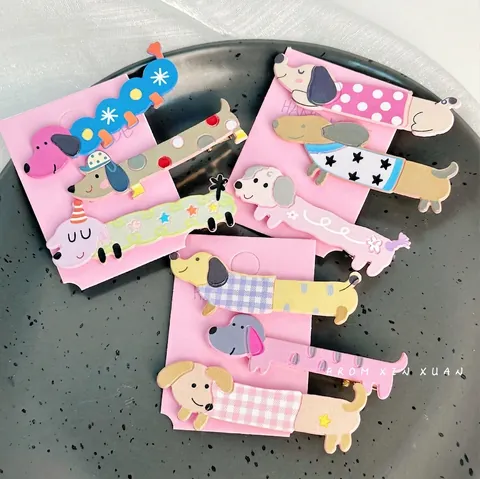 Leuke Cartoon Teckel Hond Haarclips Zoete Dier Snavelclips Kleurrijke Plastic Hars Pony Clips Voor Vrouwen Meisjes Haaraccessoires