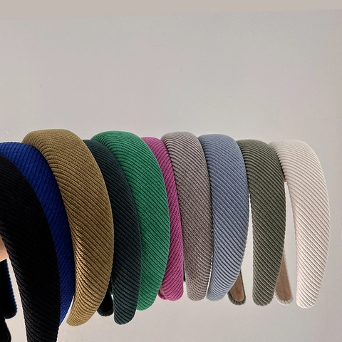 Diadema Acolchada de Punto Ancho Vintage Francés Con Esponja Textura de Canalé Aro de Pelo Alto para Mujer Accesorios para Cabello