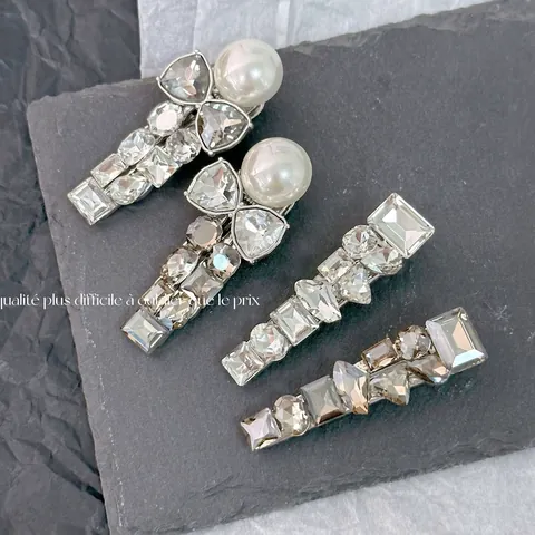Eleganter Legierung Strass Künstliche Perle Haarklammer Koreanischer Stil Funkelnde Geometrische Schleife Damen Haarschmuck