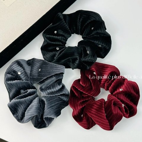 Französisch Vintage Samt Strass Haargummi Elastisch Damen Elegant Cordsamt Ponytail Halter Mode Kopfschmuck