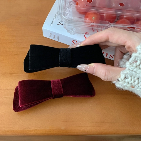 Französischer Vintage Samt Schleife Haarklammer Für Damen Süß Schwarz Weinrot Handgefertigt Große Schleife Haarnadeln Täglich Zubehör