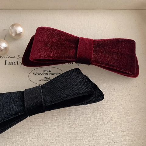 Französischer Vintage Samt Schleife Haarklammer Für Damen Süß Schwarz Weinrot Handgefertigt Große Schleife Haarnadeln Täglich Zubehör