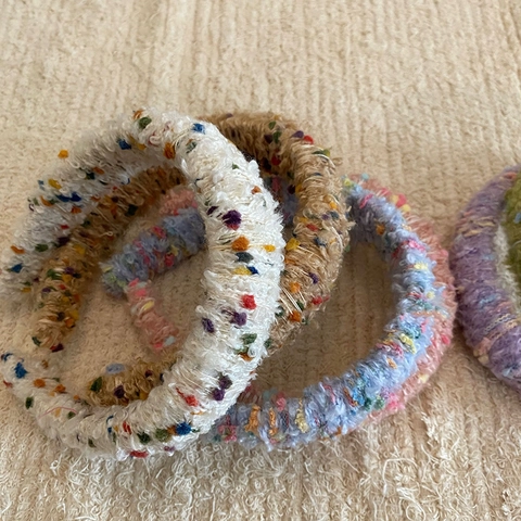 French Vintage Handmade Plush Yarn Headband With Colorful Dots Elegant Winter Autumn Hair Accessories For Women Sweet Hair Band