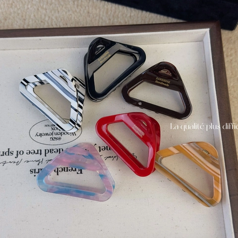 Acetaat Driehoek Holle Haarklem Vintage Geometrische Haarklem Voor Dames Meisjes Gestreepte Marmerpatroon Haaraccessoires