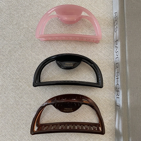Pince a Capelli Francese Vintage in Acetato Grande Geometrica a Forma di D Fatta a Mano Eleganti Accessori per Capelli Donna
