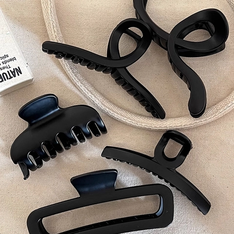 Molla Per Capelli Grande In Resina Nera Opaca E Tartarugata Per Donna Clip Geometrica Fatta A Mano Elegante Accessorio