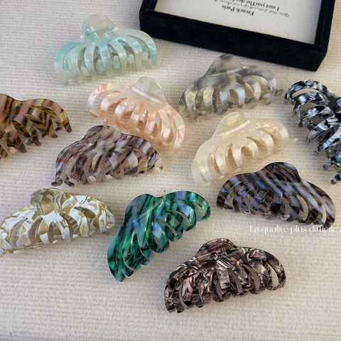 Grandi Mollette per Capelli in Acetato per Donna Texture Marmo Forti Morsetti per Capelli Irregolari Minimalista Shark Clips