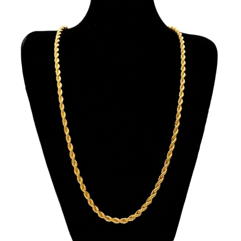 Hip Hop Men Twisted Rope Chain Necklace Gold Silver Plated Stainless Steel Iron Metal Heavy Chunky Jewelry For Daily Streetwear