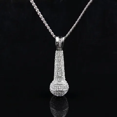 Collana Con Pendente A Microfono Hip Hop Con Strass Lega Catena Cubana Per Uomo Streetwear Gioielli Individuali