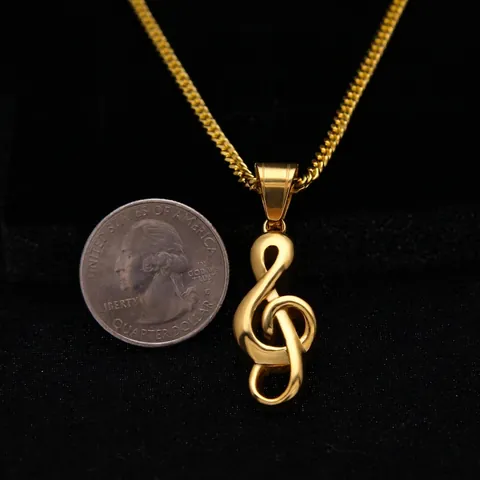 Collana con Pendente a Chiave di Violino in Acciaio Inossidabile Hip Hop Placcato Oro Argento Gioielli per Uomo Donna Amanti della Musica