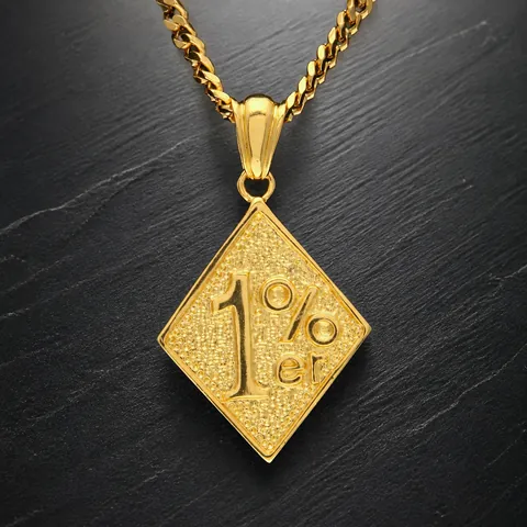 Collana con Pendente a Rombo Hip Hop 1%er Gioielli in Lega Galvanizzata Rame Catena Curb per Uomo Donna Streetwear Oro Argento